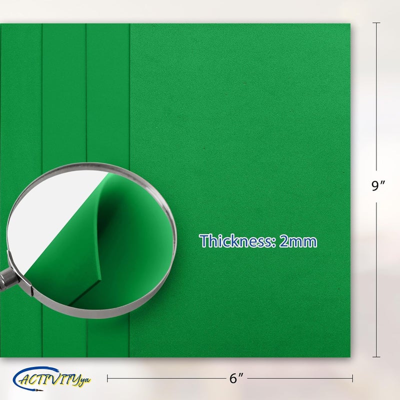 ACTIVITYYA Green EVA Foam Sheets, 6 x 9 Inch, 2mm Thick – Foam Paper for DIY Arts and Crafts, School Projects, and More – 8 Pack - Image 2